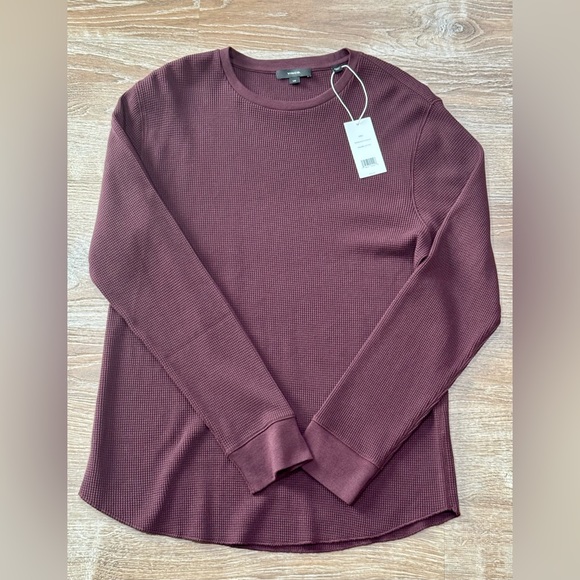 Vince Men's Terracotta Waffle Crew Neck Long Sleeve - Picture 3 of 4